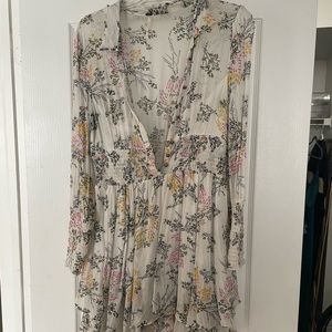 Free People Long Sleeve Ruched Floral Dress